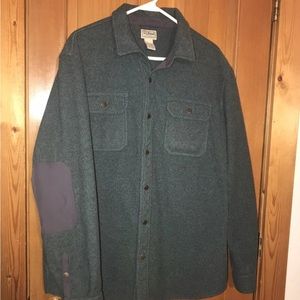 Mens L.L. Bean Green Allagash Fleece Over Shirt Jacket Shirt Large 508090